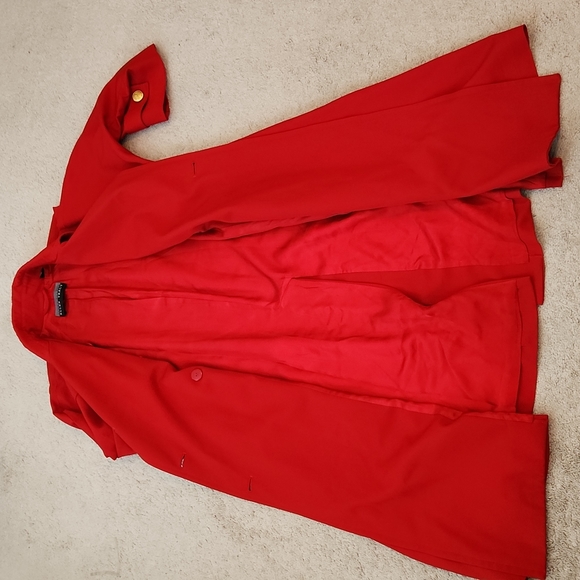Linda Allard Ellen Tracy red trench coat 2 - Picture 13 of 13